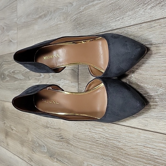 Merona Size 8 Gray Faux Suede Heels - Picture 3 of 7